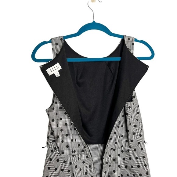 Elle Gray Glen Plaid Polka Dot Houndstooth Fit & Flare Sleeveless Dress - Picture 10 of 14